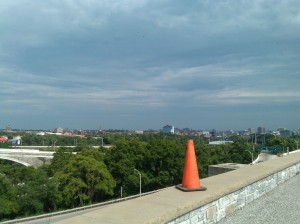 Safety Cone Overlooking Northwest Baltimore From Druid Hill Park