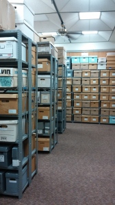 Archival Stacks in the Basement of the UB Learning Commons at Maryland & Mt. Royal